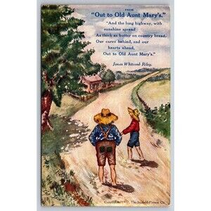Postcard Out to Old Aunt Mary's Poem James Whitcomb Riley Scofield Pierson c1907
